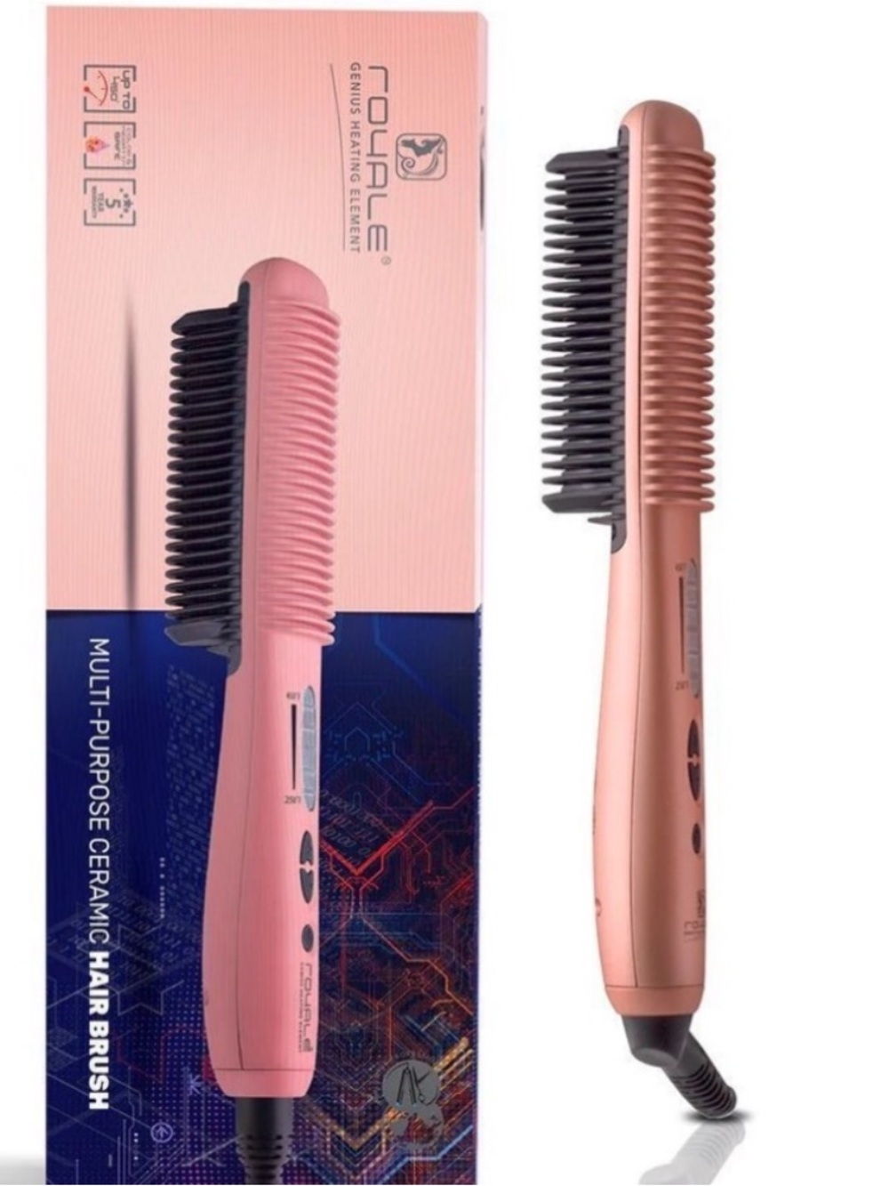 Rose Gold Ceramic Straightening Brush for Women -